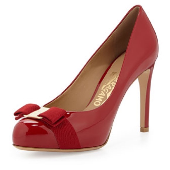 Salvatore Ferragamo Shoes - Authentic Salvatore Ferragamo Red Heels  Patent Bow Pump,
Red (Rosso)